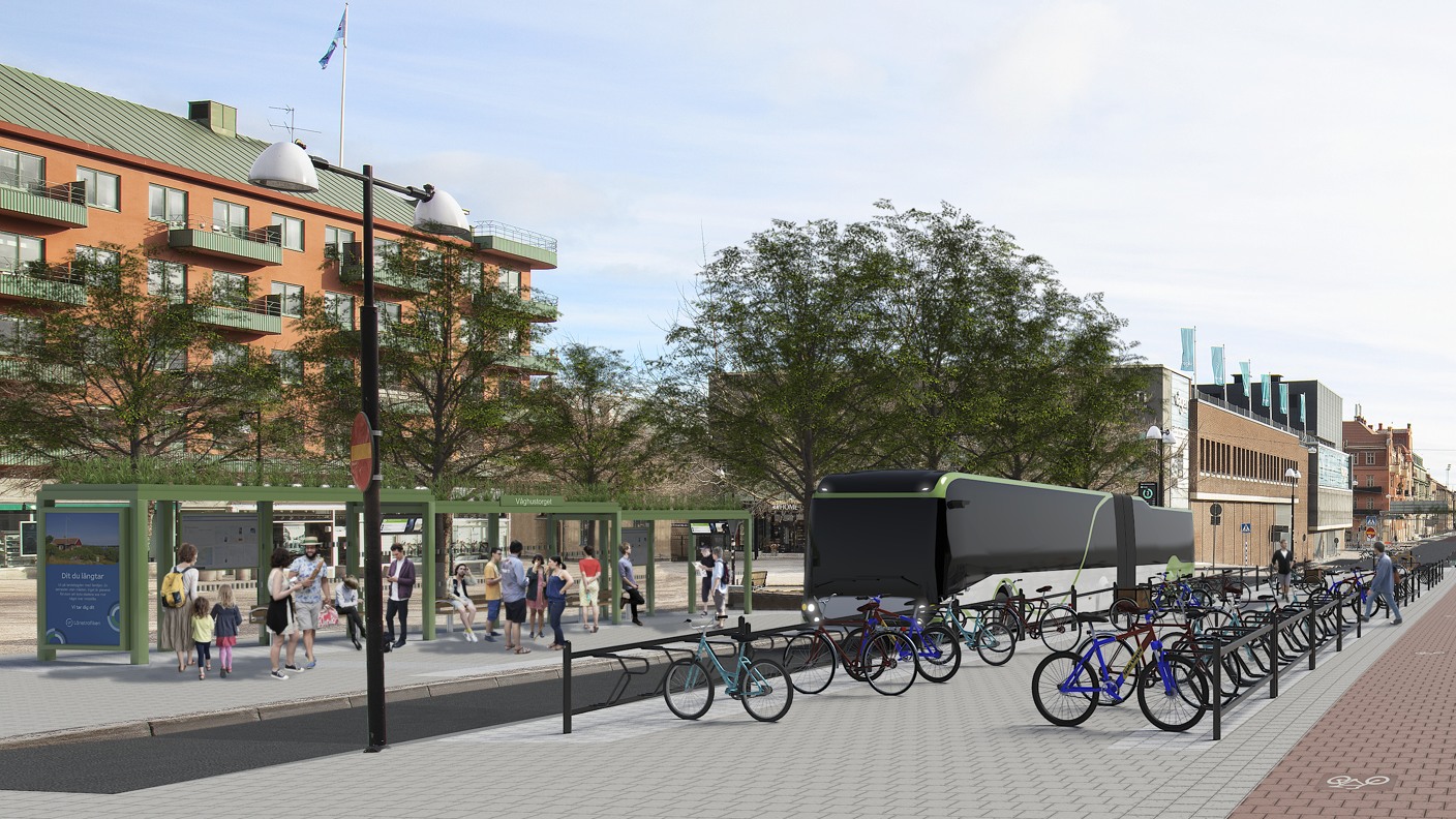 Illustration över hur Våghustorget kommer se ut när arbetet är färdigt: Foto: Örebro kommun